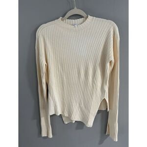 HELMUT LANG Vintage Paper Viscose Knit Sweater Oversized Long Sleeve sz S Cream